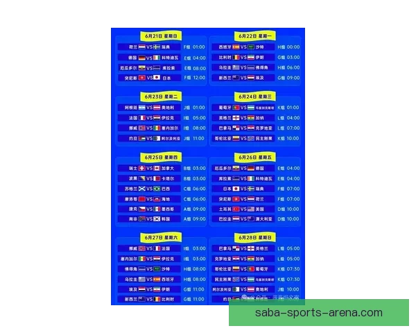 2026年世界杯完整赛程安排与各大赛事亮点全面解析